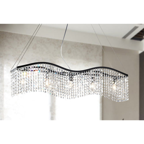 Wave 5-light Black and Crystal Chandelier